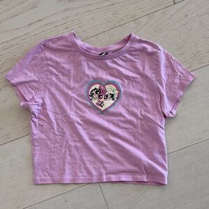 ASOS Pink Short Sleeve Tee with Cartoon Heart Design